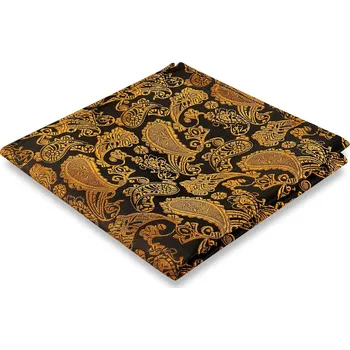 Kravata Zlatohnědý hedvábný kapesníček do saka se vzorem paisley - Bohemian Revolt