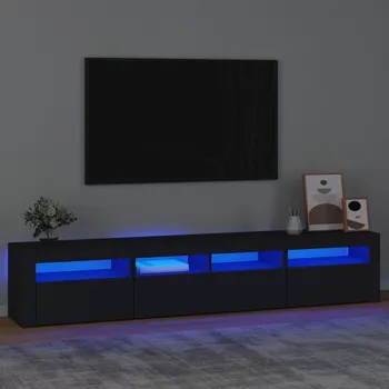 Televizní stolek vidaXL TV skříňka s LED osvětlením černá 210 x 35 x 40 cm