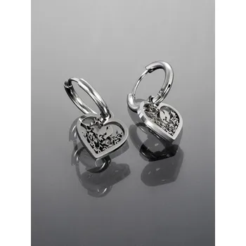 Náušnice Prosperk Kruhové náušnice se srdíčkem stříbrné z chirurgické oceli S1101