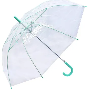 Deštník Transparetní deštník se zeleným držadlem pro dospělé - Ø 98*82 cm