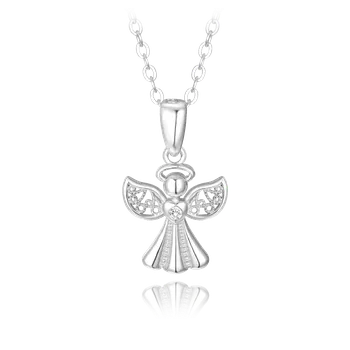 Šperk MINET Stříbrný náhrdelník ANDĚL se zirkony JMAN0463SN45