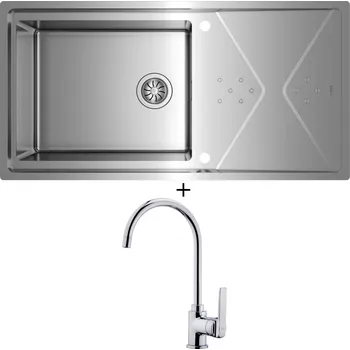 Nerezový dřez SET Teka BROOKLYN 60 M-XP 1B 1D PLUS nerez + Teka IN 995 CR chrom