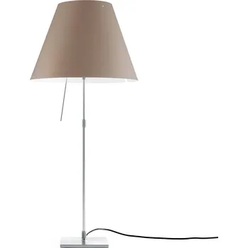 Lampička Luceplan Costanza stolní lampa D13i hliník/nugát - stínidlo - Ø 40 cm, výška 28 cm; noha - 18 x 18 cm hliník, nugátová 1 x 140 W - Doprava zdarma