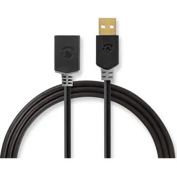 Kabel NEDIS USB kabel | USB 2.0 | USB-A Zástrčka | USB-A Zásuvka | 480 Mbps | Pozlacené | 3.0 m | Kulatý | PVC | Antracit | Box