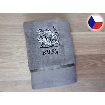 Osuška Luxusní osuška se znamením RYBY 450g šedá/šedá