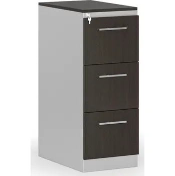 B2B Partner Kovová zásuvková kartotéka PRIMO s dřevěnými čely A4, 3 zásuvky, šedá/wenge