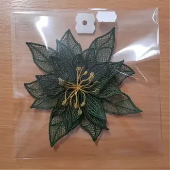 umělá květina Vyšívaná ozdoba vánoční hvězda zelená