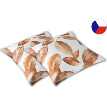 Dekorativní polštářek Saténový dekorační polštářek 40x40 GEON Listy voskovky hnědá