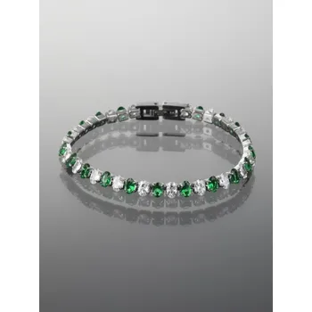 Náramek Prosperk Luxusní náramek z chirurgické oceli s čirými a zelenými oválnými krystaly S0237