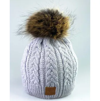 Čepice Dámská čepice s bambulí Iwa šedá s nádechem modré barvy, VELIKOST UNI