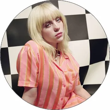 Jedlá dekorace na dort Jedlý papír Billie Eilish černobílé pozadí 19,5 cm