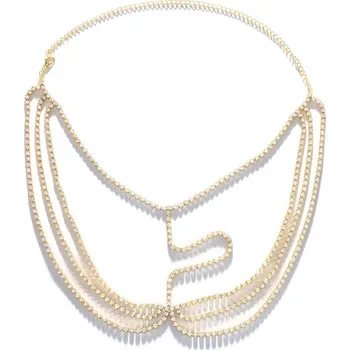 Karnevalový doplněk Štrasová rouška v orientálním stylu přes obličej Zlatá