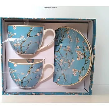 Sada hrnků s podšálky - kvetoucí strom (Porcelánová sada hrnků s podšálky)