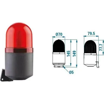 Maják Zábleskový LED maják 70 mm se sirénou TERMBH0400
