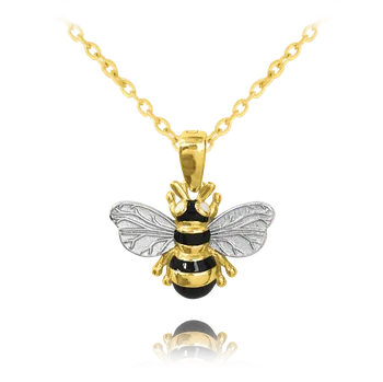 Módní doplněk MINET Pozlacený stříbrný náhrdelník VČELKA