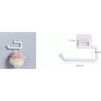 Samolepicí držák na toaletní papír, bílý, 14,5 cm