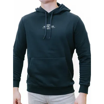 Pánská mikina Černá pánská mikina s kapucí a potiskem, VELIKOST 2XL