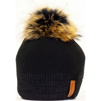 Čepice Dámská čepice s bambulí Delfina - černá, VELIKOST UNI