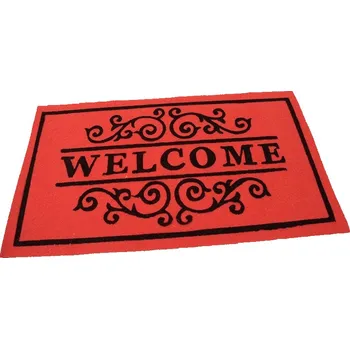 Rohožka Červená textilní vstupní rohož FLOMA Welcome - Deco - délka 45 cm, šířka 75 cm, výška 0,3 cm (89897124) FLOMAT