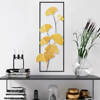 Obraz ASIR Nástěnná dekorace kovová GINKGO zlatá