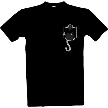 Pánské oblečení Tričko s potiskem Krysa v Kapse (Černá) pánské