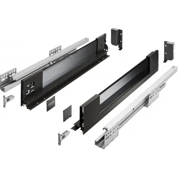 Nábytkové kování Zásuvka GTV AXIS PRO H 84, L 400, tlumicí dovírání, bočnice se sklem, černá