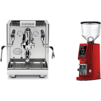 Příprava kávy ECM Elektronika II Profi + Eureka Atom W 65, ferrari red