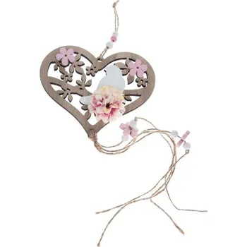 Dekorace, dřevěné, závěsné, SRDCE, 14,5x45 cm, 1 kus