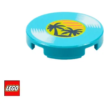 Stavebnice LEGO LEGO® Potištěné dílky LEGO Vinylová deska Azurová 2x2 Potištěná Kruhová Dlaždice / Vidiyo 14769pb385