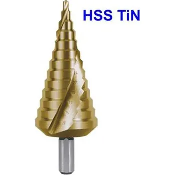 Vrták Ruko 101056T - Vrták do kovu pr. 4-39mm stupňovitý, stopka 10mm č.5, HSS TiN CBN