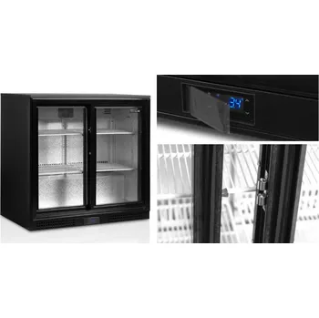 TEFCOLD DB201S AKCE - Chladicí Minibar Gastro š.90 cm, 2x prosklené dveře | 190 l, černý