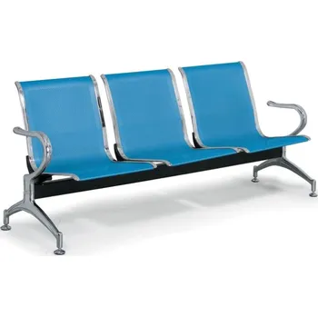 B2B Partner Kovová lavice do čekáren STRONG, 3-sedák, modrá