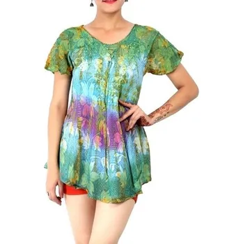 Dámská halenka Batikovaná halenka s flitry a šněrováním Typ č.05