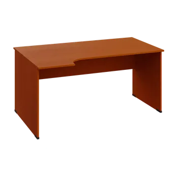 Psací stůl ERL 18 - 164 stůl kancelářský, rohový, levý, dřevěná podnož, deska 18 mm, široký 1600 mm, třešeň šumavská