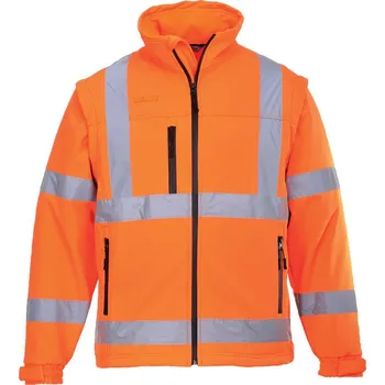 pracovní bunda PORTWEST Bunda S428 Hi-Vis, softshellová, odepínací rukávy, zateplená, reflexní POR-S428ORRXS Oranžová XS