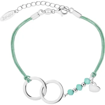 Náramek Náramek se stříbrnými prvky a broušeným sklem - kroužky, srdce - AP537-6822