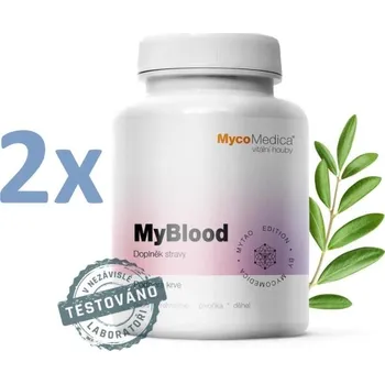 Zdravotnický materiál MycoMedica MyBlood 2 x 90 kapslí + Sada náplastí Hartmann Cosmos s polštářkem 5 kusů