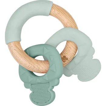 Hračka pro kojence KikkaBoo Silikonové a dřevěné kousátko Keys Mint 5x5x1 zelená
