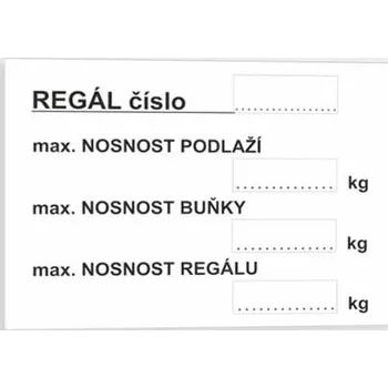 Traiva s.r.o. Označení regálu č. 2 Verze: Plast 150 x 105 mm tl. 0.5 mm - Kód: 00573