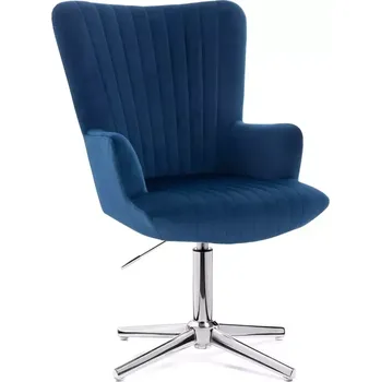 LuxuryForm DESIGN Křeslo AMADEO VELUR na stříbrném kříži - modré