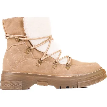 Dívčí sněhule Světle hnědé sněhule dámské s kožešinou Shelovet GD-TL35DK.BE Velikost: 37