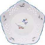 Český porcelán, a.s., Dubí Mísa pětihranná prolamovaná, 19 cm, husy, Český porcelán