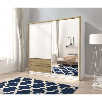 Šatní skříň ArtPS Šatní skříň RHEA 200 | bílá/dub artisan