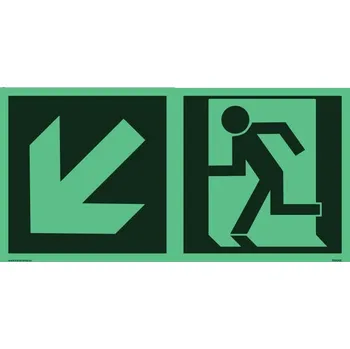 Traiva s.r.o. Nouzový východ (vlevo dolů) EN ISO 7010 Verze: Plast 200 x 100 mm tl. 1.1 mm - fotoluminiscenční - Kód: 16730