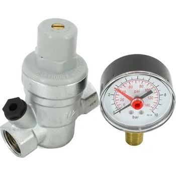 Ventil Tlakový redukční ventil šikmý 1/2" s manometrem 10 bar