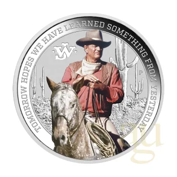 1 unce stříbrná mince Tuvalu - John Wayne 2022 coloriert