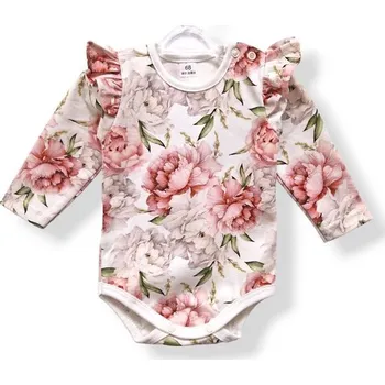 Kojenecký body Le Bebe Body dlouhý rukáv s volánky Pivoňky - 62