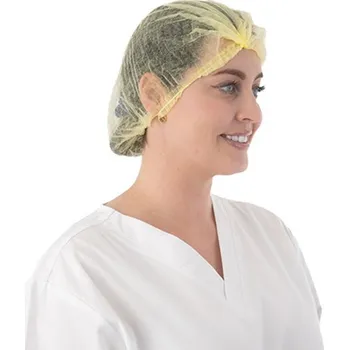 Jednorázová čepice Čepice z netkané textilie, CLIP, 100 ks, žlutá Velikost: L (53 cm)