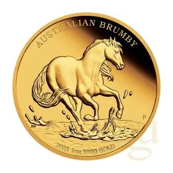 1 unce zlatá mince Austrálie Brumby 2021 - leštěná deska