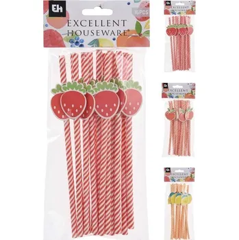 Brčka Párty papír 16ks 110x255mm ovoce, mix